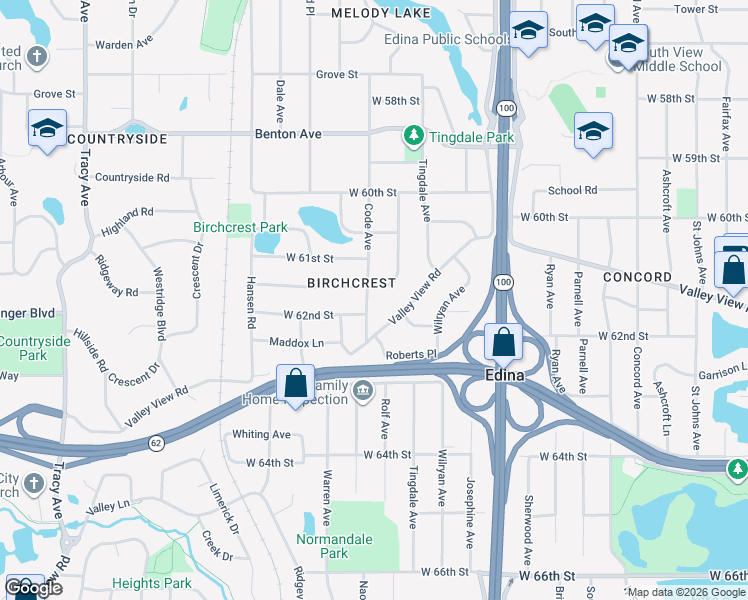 map of restaurants, bars, coffee shops, grocery stores, and more near 6145 Code Avenue in Minneapolis