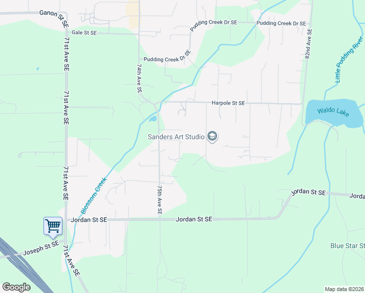 map of restaurants, bars, coffee shops, grocery stores, and more near 4098 75th Avenue Southeast in Salem