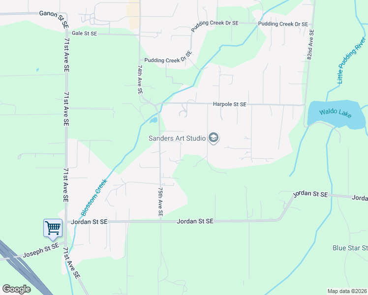map of restaurants, bars, coffee shops, grocery stores, and more near 4098 75th Avenue Southeast in Salem