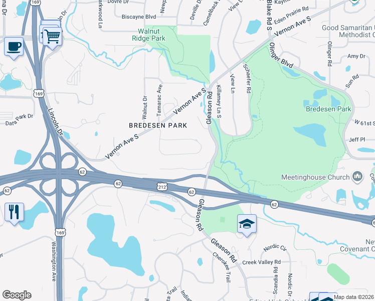 map of restaurants, bars, coffee shops, grocery stores, and more near 6123 Arctic Way in Minneapolis