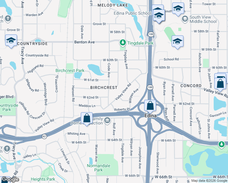 map of restaurants, bars, coffee shops, grocery stores, and more near 6145 Code Avenue in Minneapolis
