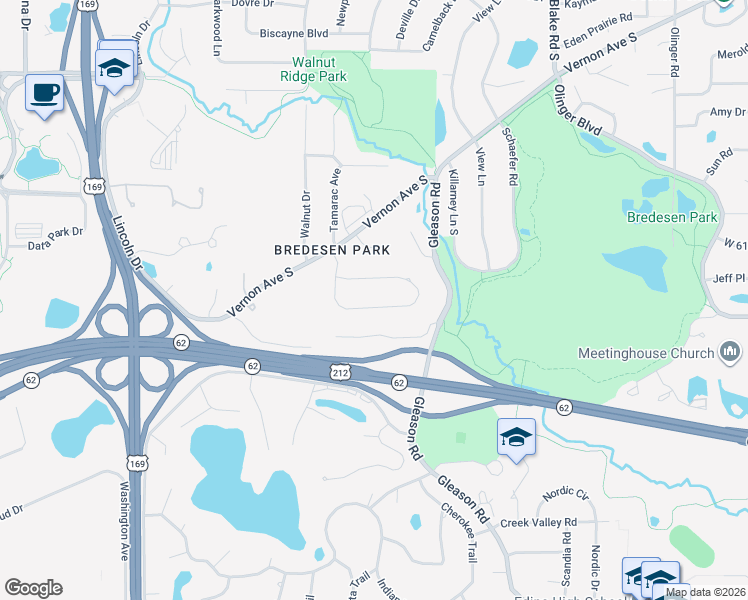 map of restaurants, bars, coffee shops, grocery stores, and more near 6123 Arctic Way in Minneapolis