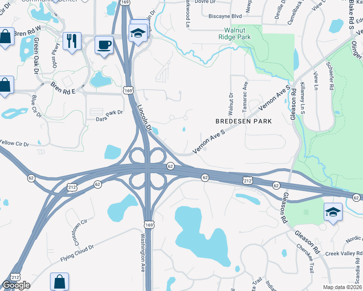 map of restaurants, bars, coffee shops, grocery stores, and more near 6110 Habitat Court in Minneapolis