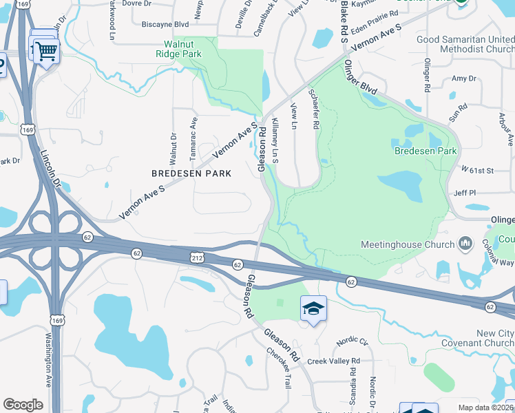 map of restaurants, bars, coffee shops, grocery stores, and more near 6132 Arctic Way in Edina