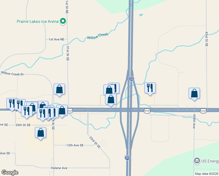 map of restaurants, bars, coffee shops, grocery stores, and more near in Watertown