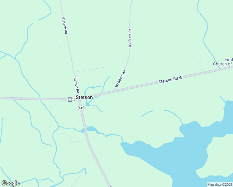 map of restaurants, bars, coffee shops, grocery stores, and more near 51 Stetson Road West in Stetson