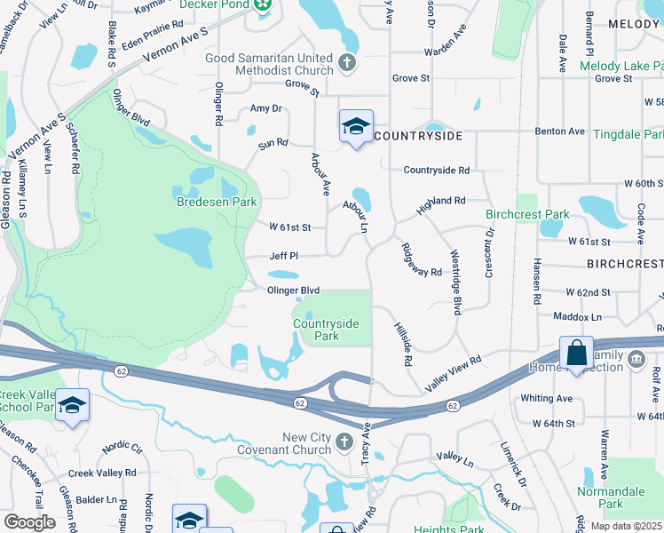 map of restaurants, bars, coffee shops, grocery stores, and more near 5710 Olinger Boulevard in Minneapolis