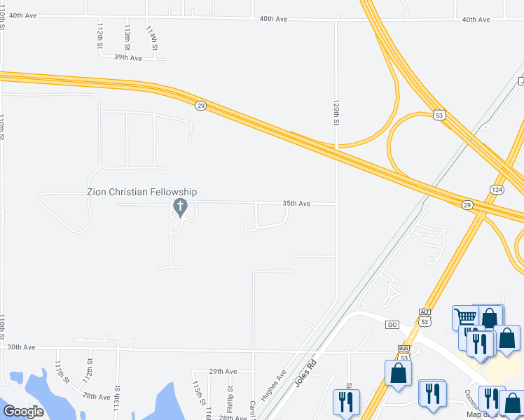 map of restaurants, bars, coffee shops, grocery stores, and more near 3481 117th Street in Chippewa Falls