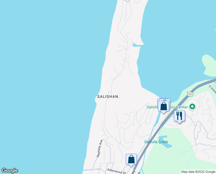 map of restaurants, bars, coffee shops, grocery stores, and more near 169 Salishan Drive in Lincoln Beach
