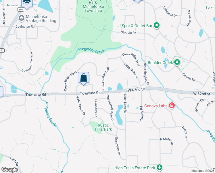 map of restaurants, bars, coffee shops, grocery stores, and more near 6201 Whispering Oaks Drive in Eden Prairie