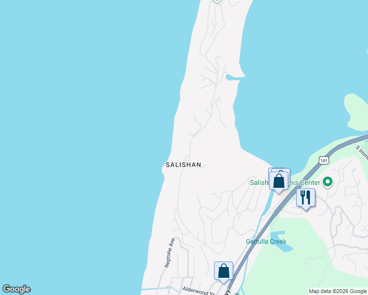 map of restaurants, bars, coffee shops, grocery stores, and more near 169 Salishan Drive in Lincoln Beach