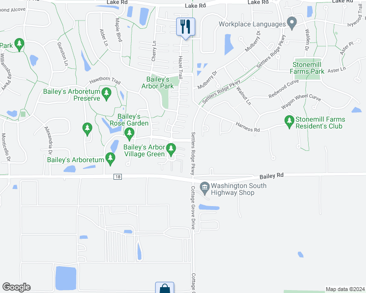 map of restaurants, bars, coffee shops, grocery stores, and more near 11025 Oak Grove Circle in Woodbury