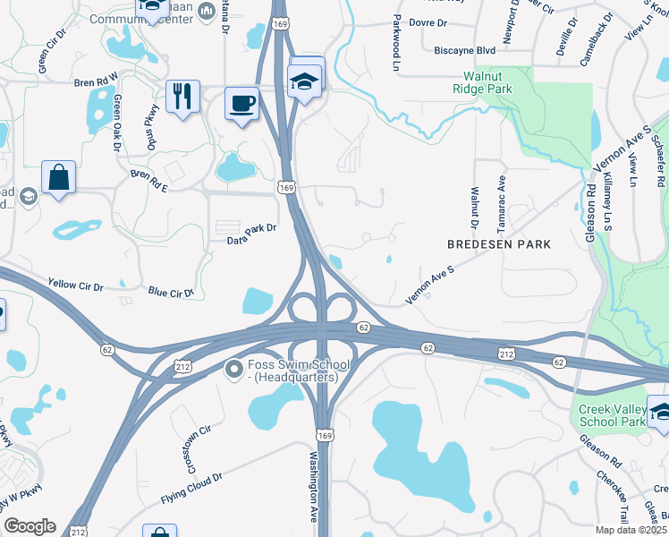 map of restaurants, bars, coffee shops, grocery stores, and more near in Edina