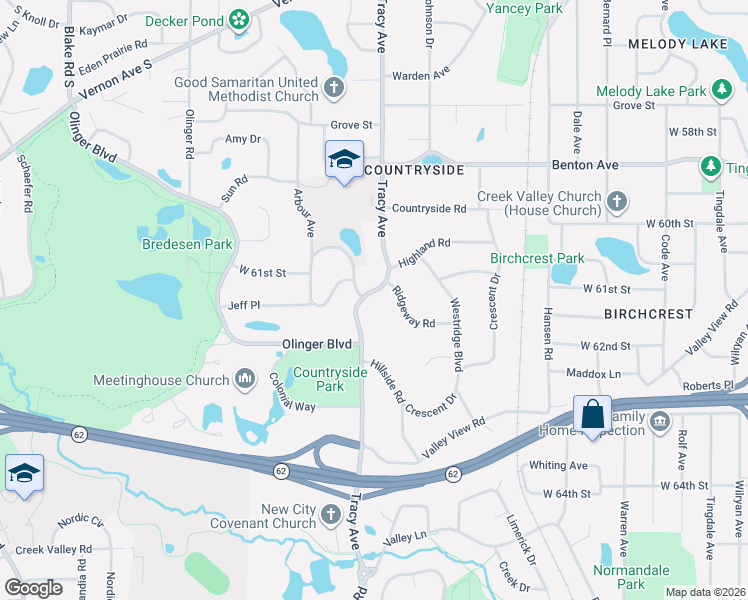 map of restaurants, bars, coffee shops, grocery stores, and more near 6009 Arbour Lane in Edina