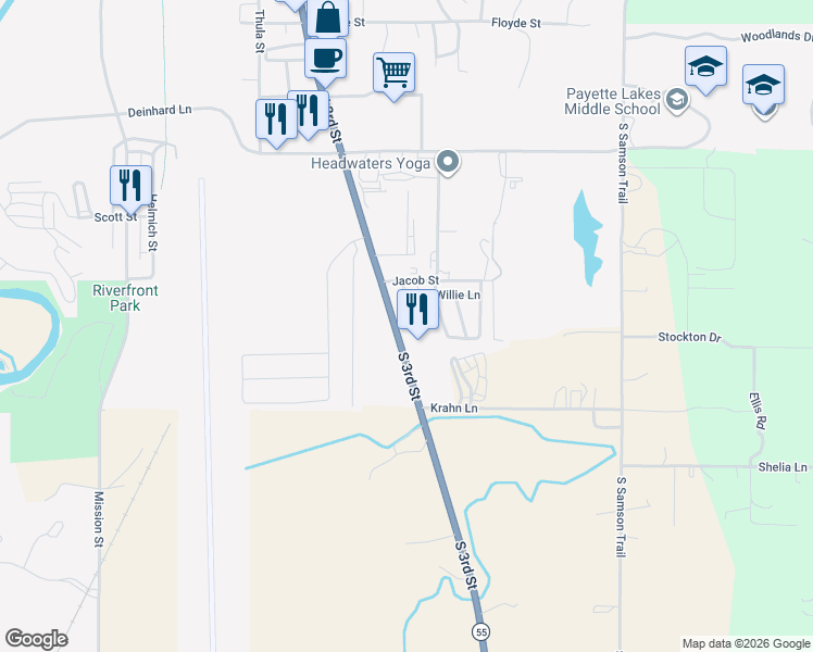 map of restaurants, bars, coffee shops, grocery stores, and more near 409 South 3rd Street in McCall