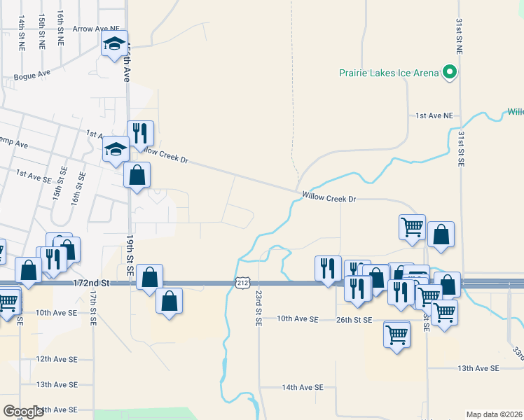 map of restaurants, bars, coffee shops, grocery stores, and more near 320 Skyline Drive in Watertown