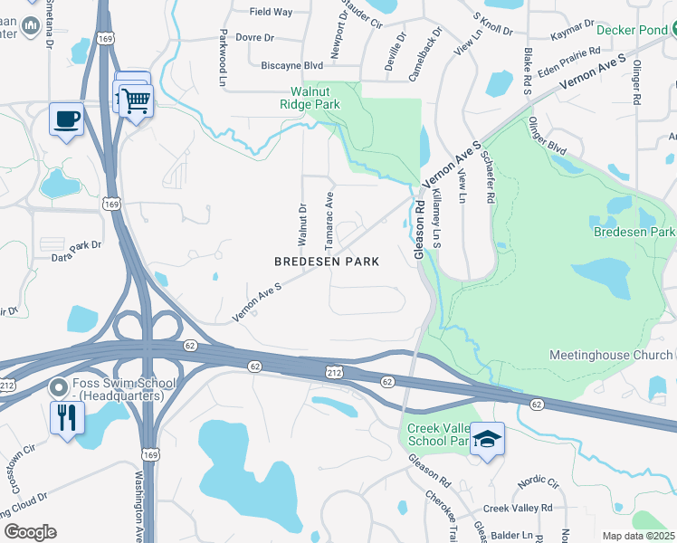 map of restaurants, bars, coffee shops, grocery stores, and more near 6103 Arctic Way in Minneapolis