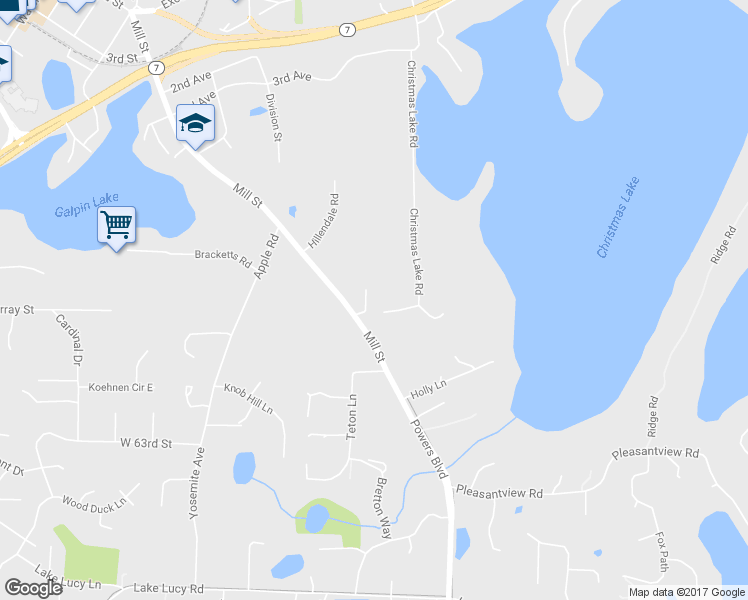 map of restaurants, bars, coffee shops, grocery stores, and more near 6075 Brand Circle in Excelsior