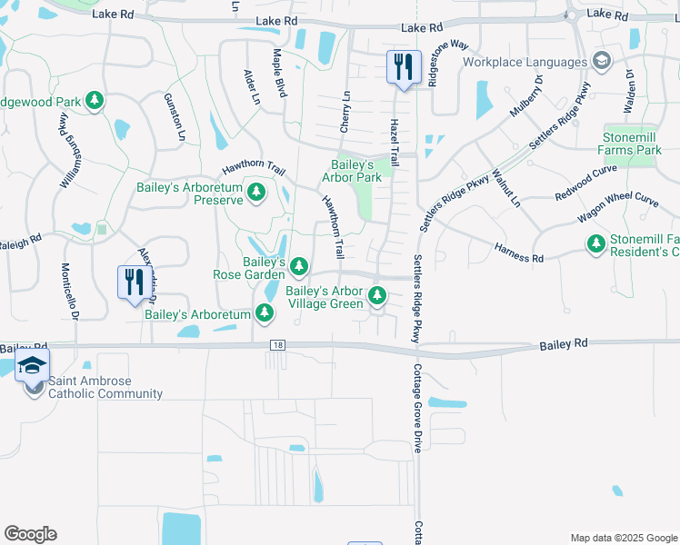 map of restaurants, bars, coffee shops, grocery stores, and more near 4644 Oak Point Lane in Woodbury