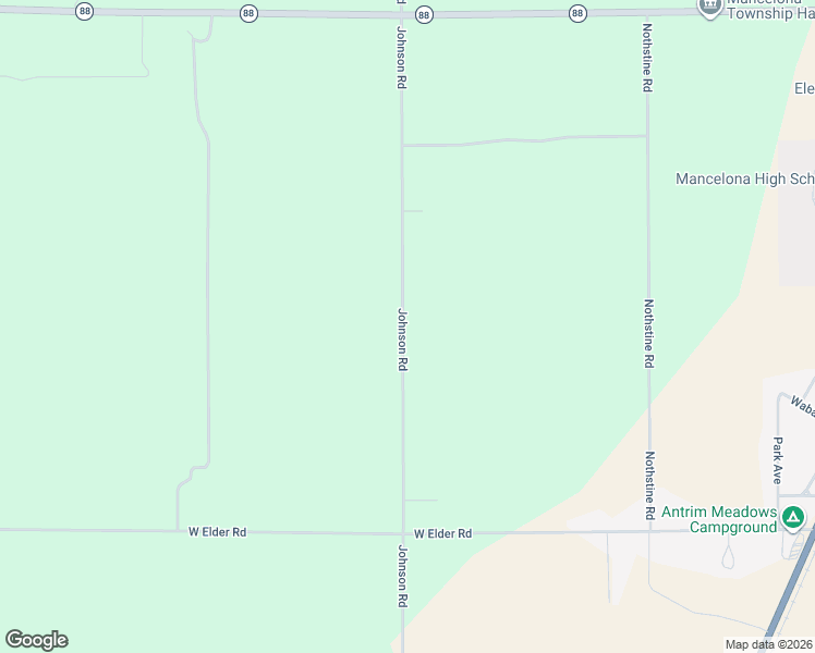 map of restaurants, bars, coffee shops, grocery stores, and more near Bon Johnson Road in Mancelona