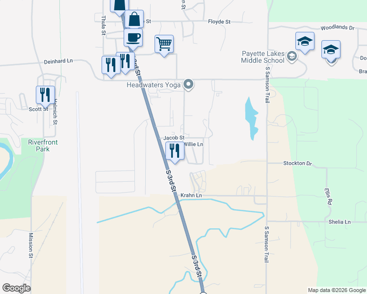 map of restaurants, bars, coffee shops, grocery stores, and more near 409 Virginia Boulevard in McCall