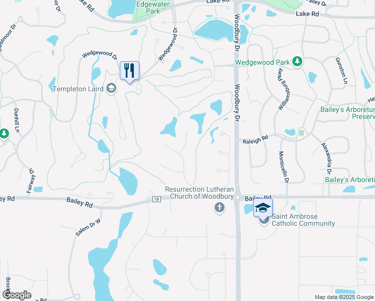 map of restaurants, bars, coffee shops, grocery stores, and more near 9686 Wellington Court in Woodbury