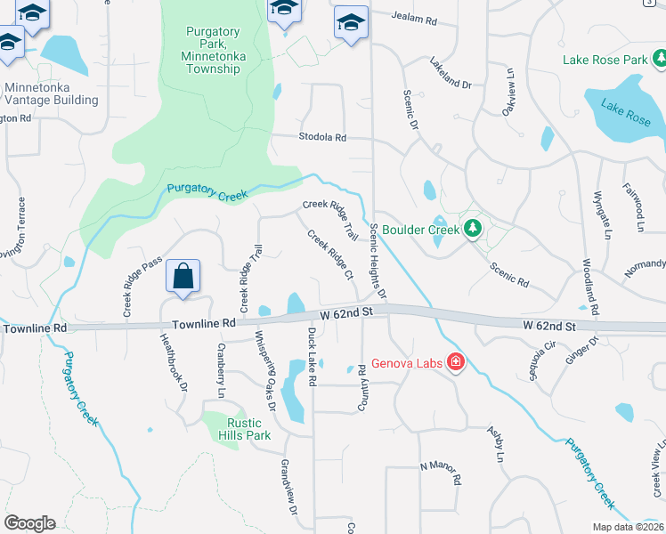 map of restaurants, bars, coffee shops, grocery stores, and more near 6109 Baney Court in Minnetonka