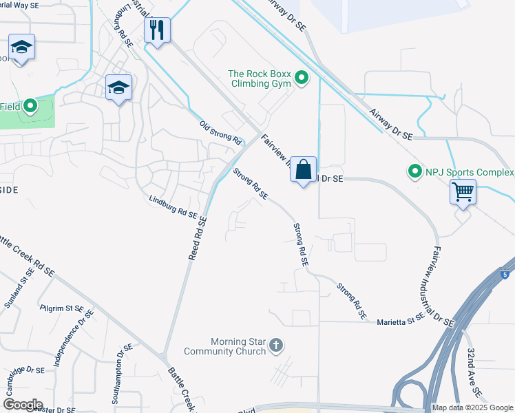 map of restaurants, bars, coffee shops, grocery stores, and more near 2450 Strong Road Southeast in Salem