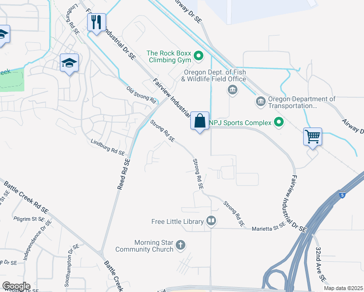 map of restaurants, bars, coffee shops, grocery stores, and more near 3995 Fairview Industrial Drive Southeast in Salem