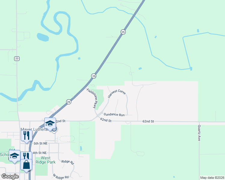 map of restaurants, bars, coffee shops, grocery stores, and more near 5139 Harvest Curve in Mayer