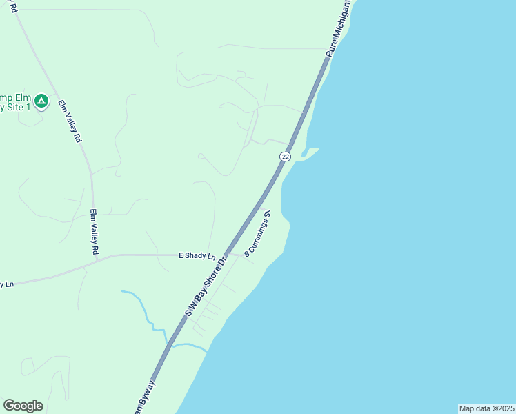 map of restaurants, bars, coffee shops, grocery stores, and more near 5801 South Cummings Street in Suttons Bay