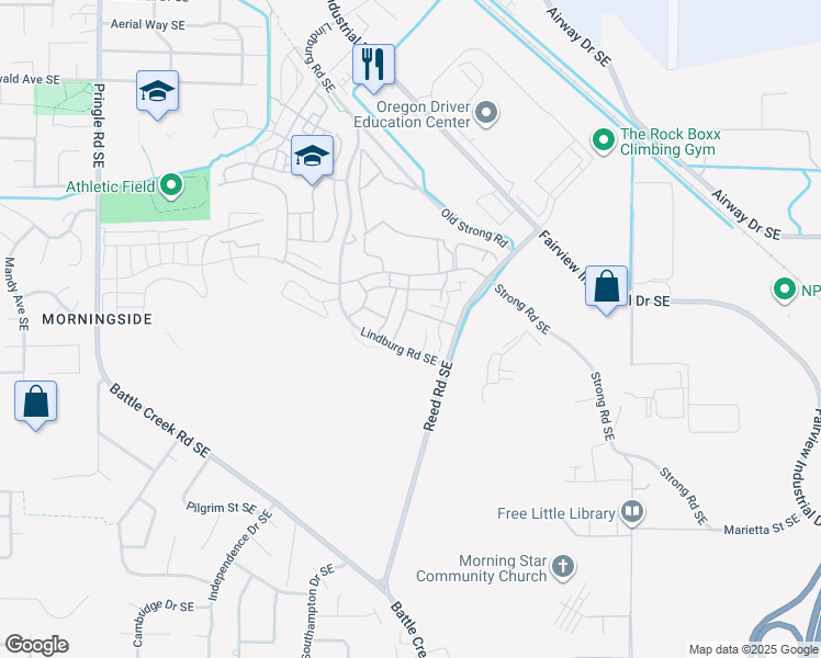 map of restaurants, bars, coffee shops, grocery stores, and more near 4090 Heritage St SE in Salem