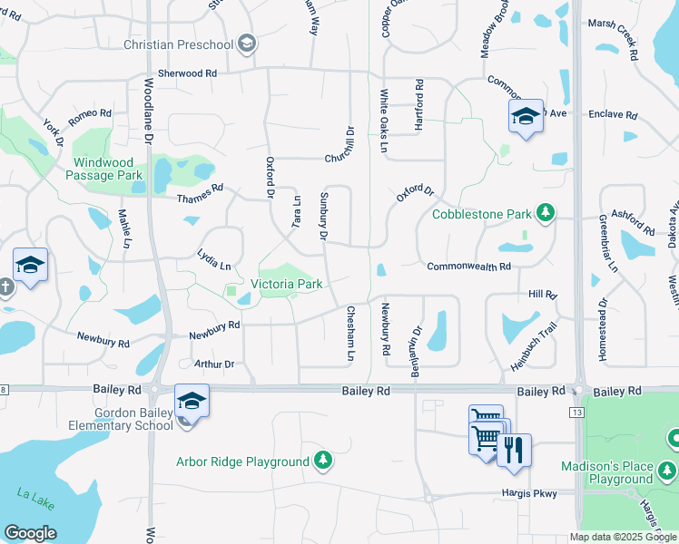 map of restaurants, bars, coffee shops, grocery stores, and more near 3749 Sunbury Alcove in Woodbury