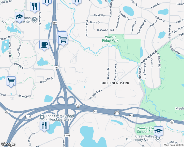 map of restaurants, bars, coffee shops, grocery stores, and more near 6730 Vernon Avenue South in Edina