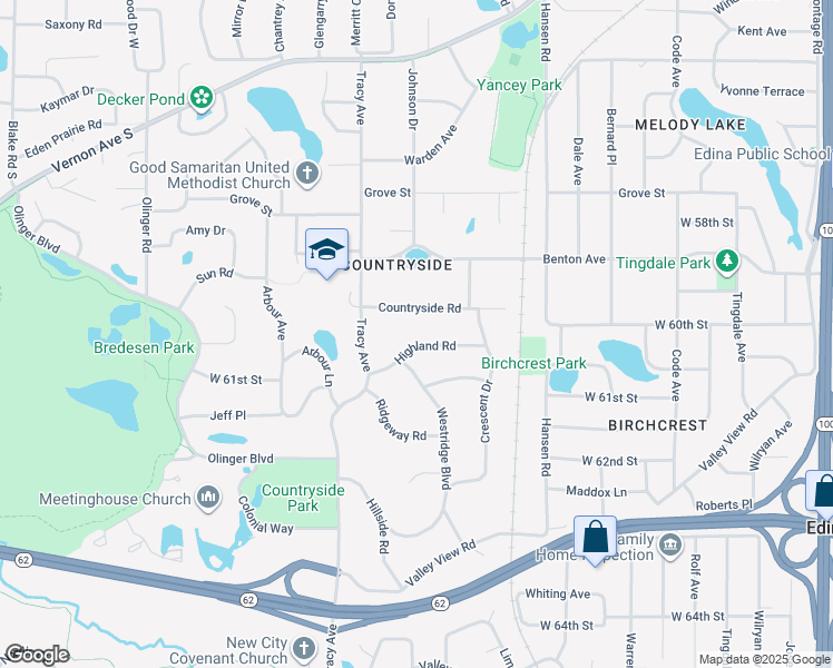map of restaurants, bars, coffee shops, grocery stores, and more near 5520 Highland Road in Minneapolis