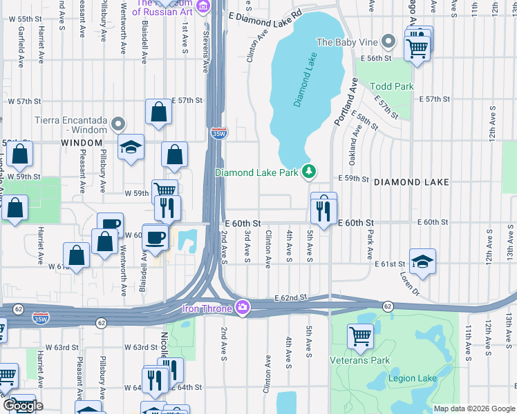 map of restaurants, bars, coffee shops, grocery stores, and more near 230 Chester Street in Minneapolis