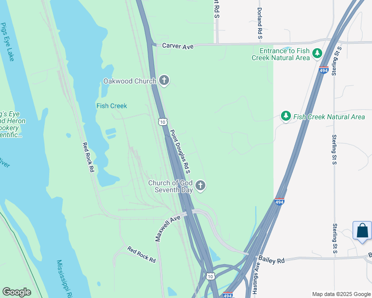 map of restaurants, bars, coffee shops, grocery stores, and more near 1538 Point Douglas Road South in Saint Paul