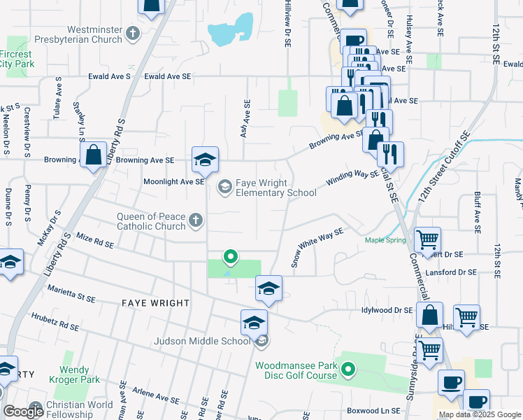 map of restaurants, bars, coffee shops, grocery stores, and more near 4192 Gardner Road Southeast in Salem