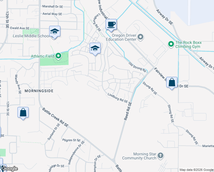 map of restaurants, bars, coffee shops, grocery stores, and more near 3945 Outward Road Southeast in Salem