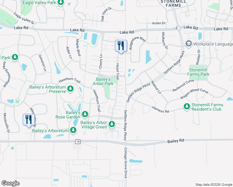map of restaurants, bars, coffee shops, grocery stores, and more near 3651 Hazel Trail in Woodbury