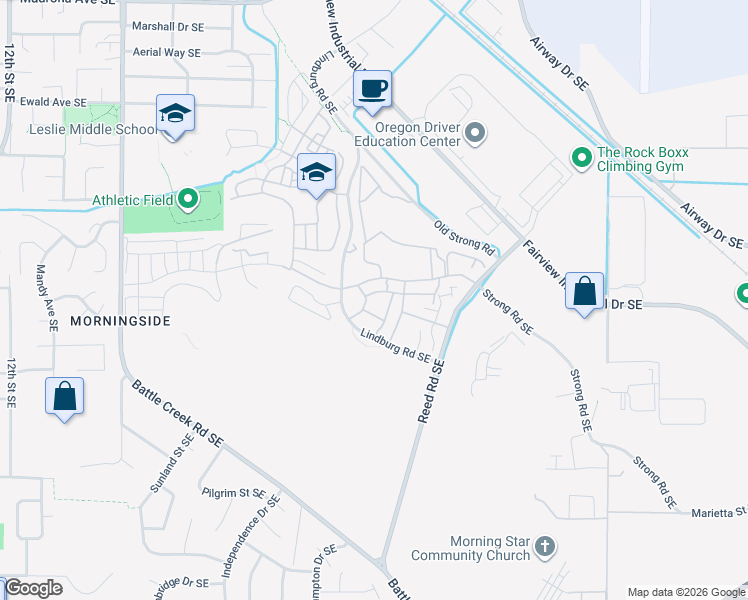 map of restaurants, bars, coffee shops, grocery stores, and more near 3955 Outward Road Southeast in Salem
