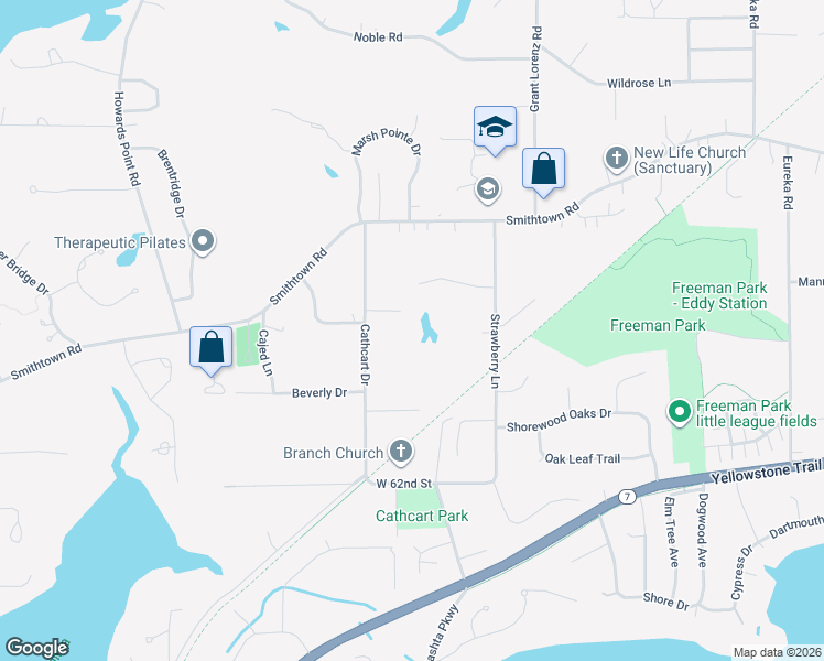 map of restaurants, bars, coffee shops, grocery stores, and more near 5975 Cathcart Drive in Shorewood