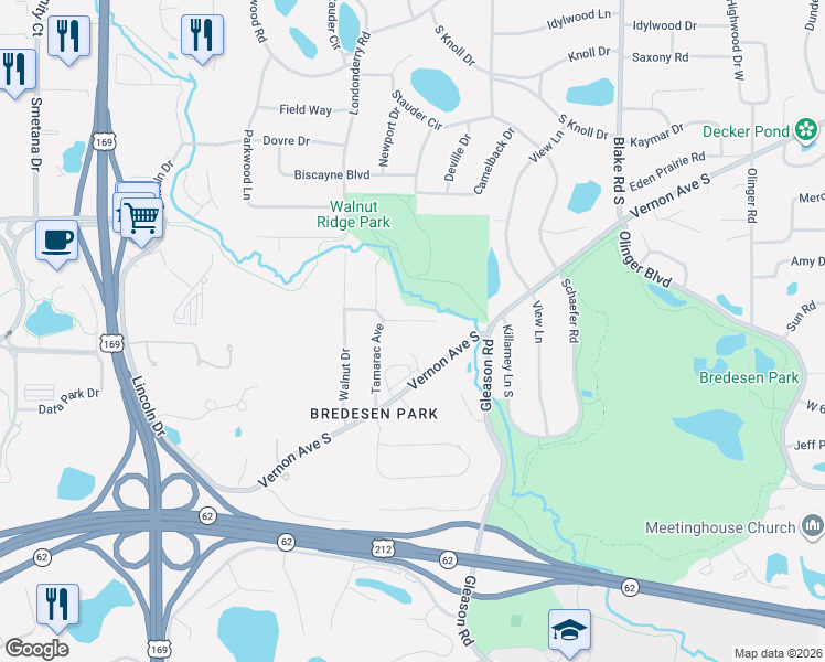map of restaurants, bars, coffee shops, grocery stores, and more near 6508 Aspen Road in Minneapolis
