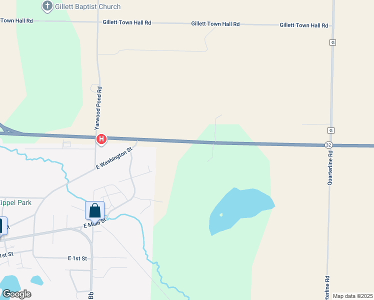 map of restaurants, bars, coffee shops, grocery stores, and more near 10550 State Highway 22 East in Gillett