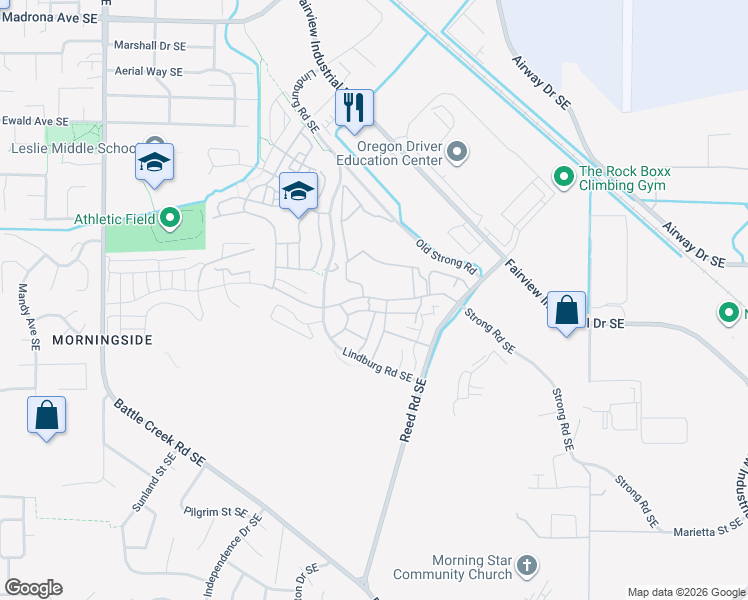 map of restaurants, bars, coffee shops, grocery stores, and more near 3945 Outward Road Southeast in Salem