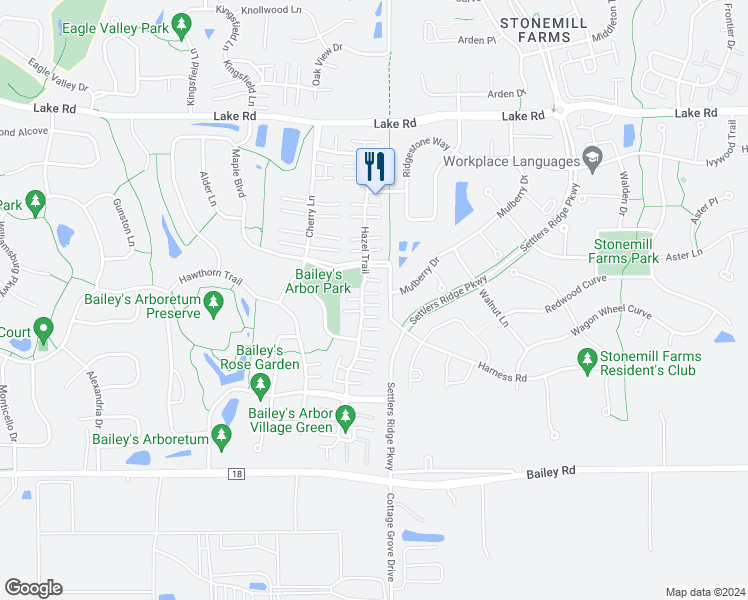 map of restaurants, bars, coffee shops, grocery stores, and more near 3588 Mulberry Drive in Woodbury