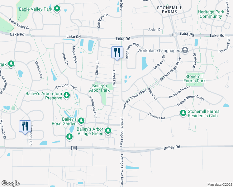 map of restaurants, bars, coffee shops, grocery stores, and more near 3561 Hazel Trail in Woodbury