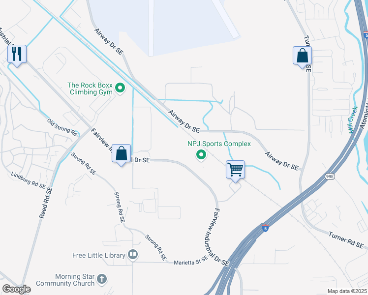 map of restaurants, bars, coffee shops, grocery stores, and more near 4040 Fairview Industrial Drive Southeast in Salem