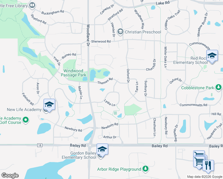 map of restaurants, bars, coffee shops, grocery stores, and more near 7094 Lydia Lane in Woodbury