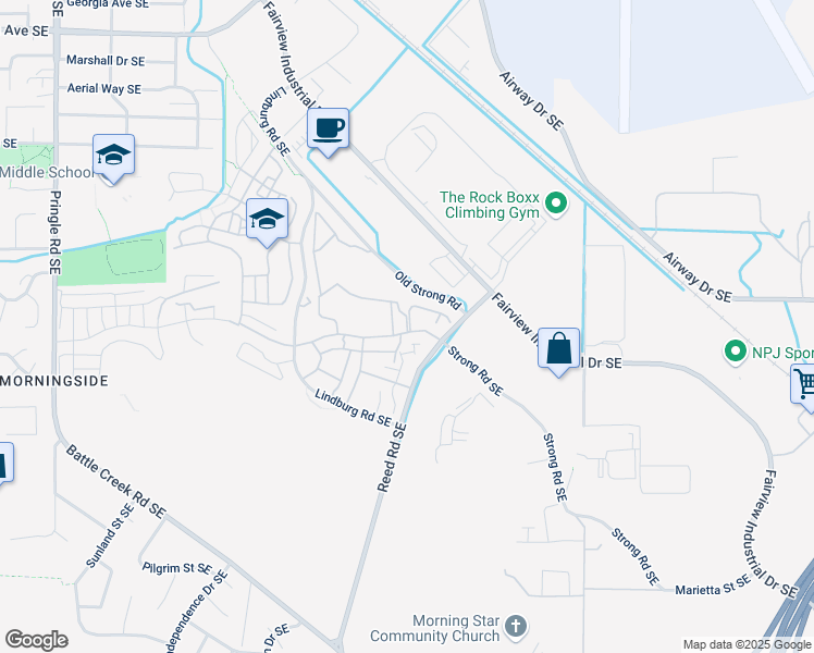 map of restaurants, bars, coffee shops, grocery stores, and more near 4051-4399 Reed Road Southeast in Salem